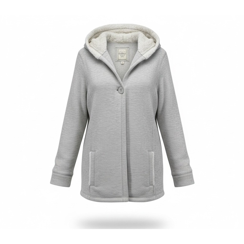 Merona Fleece Hoodie Heather Grey Womens Size XL Cozy Warm Sherpa Lined Hood NWT - Picture 16 of 16